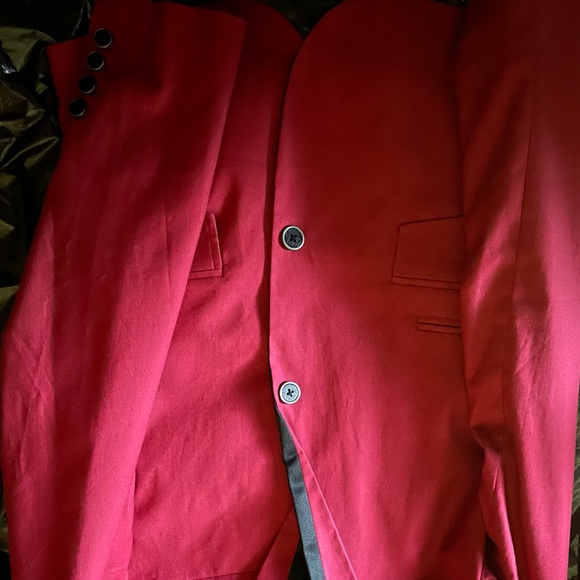 Men’s Slim Fit Burgundy Blazer - Picture 4 of 4